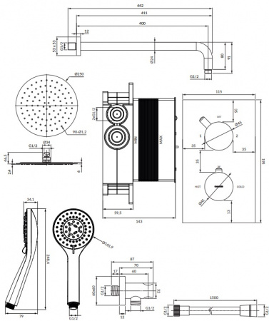 Душевая система для скрытого монтажа Omnires Y SYSYT01XCR фото