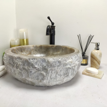 Накладная раковина из оникса Erozy Grey EO-00600 (49*42*15см) фото