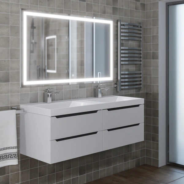 Тумба под двойную раковину Uperwood Tanos 120 2910203303 белая/графит фото