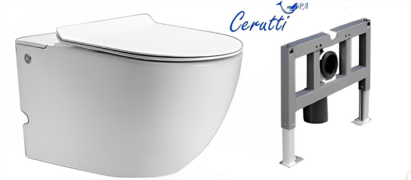 Унитаз подвесной с импульсной системой смыва Cerutti SPA Barbaria Aria CT7277 и инсталляцией фото