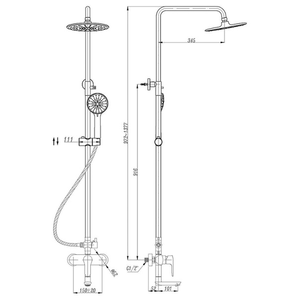Душевая система Abber AF8316B Черный матовый фото