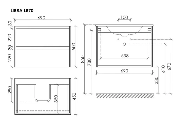 Тумба под раковину Sancos Libra LB70EG дуб галифакс натуральный фото