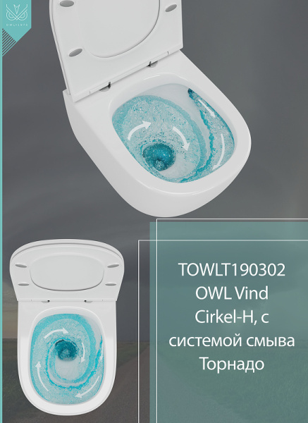 Унитаз подвесной OWL 1975 Vind Cirkel-H TOWLT190302 с сиденьем soft close фото