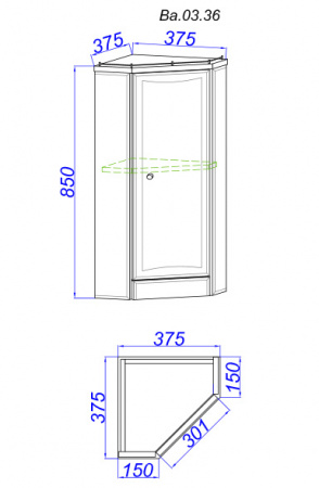 Тумба напольная угловая Aqwella Барселона Ba.03.36 фото