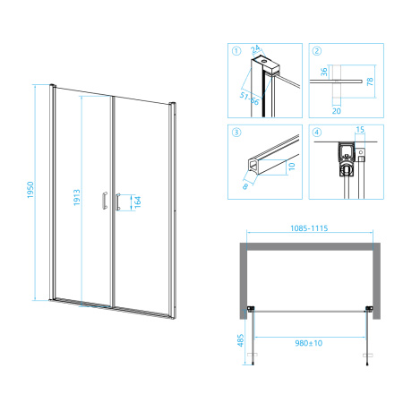 Душевая дверь RGW LE-06 прозрачная 110 см фото