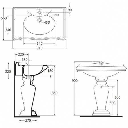 Подвесная раковина Azzurra Jubilaeum JUB200/90 bi*1 фото