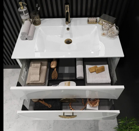 Мебель для ванной Smile Ибица 90 белый/золото фото