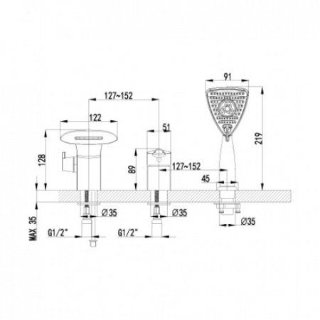 Смеситель на борт ванны Lemark Mars LM3545C фото