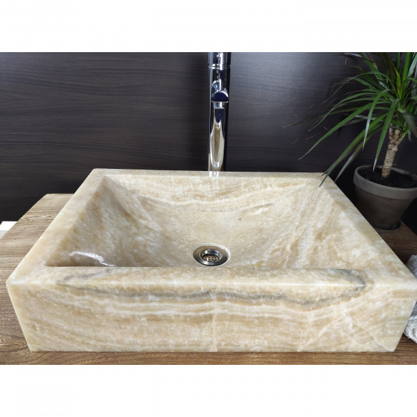 Накладная раковина из оникса Indo Prau Yellow Kecil OP-00208 фото