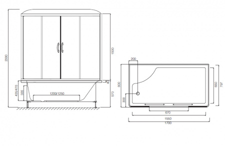 Гидромассажный бокс с паром Am.Pm Bourgeois W65B-170A080WTB 170x80 фото