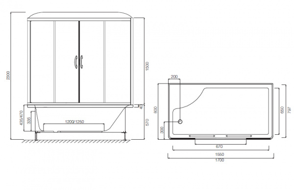 Гидромассажный бокс с паром Am.Pm Bourgeois W65B-170A080WTB 170x80 фото