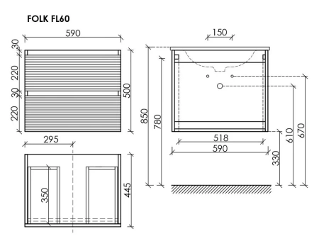 Тумба под раковину Sancos Folk FL60ES Ergraut soft фото