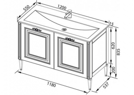 Тумба с раковиной Aquanet Паола 120 00212605 фото