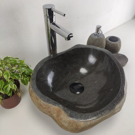 Накладная раковина из речного камня RS0956 (42*37*15) фото