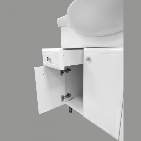 Тумба Comforty Сочи-85 белый глянец с раковиной Сенеж 87 фото