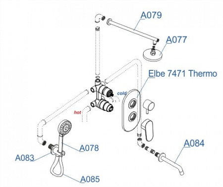Душевая система скрытого монтажа WasserKRAFT Elbe A177471 фото