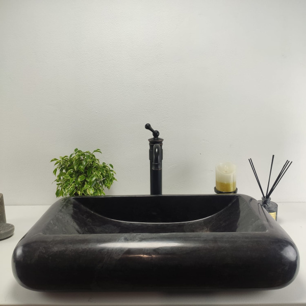 Накладная раковина из мрамора Kotak Luncur bibir Black KL-00863 (70*40*15) фото