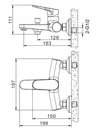 Смеситель для ванны с душем Bravat Eler Black F6191238BM-01-RUS фото