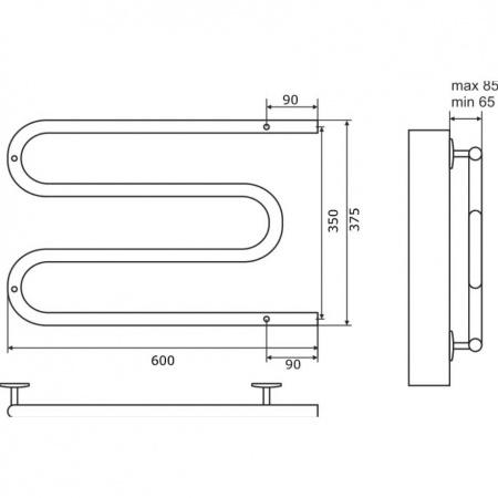 Полотенцесушитель электрический Terminus М-образный 4620768883927 600х350 фото