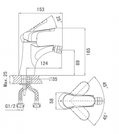 Смеситель для биде D&K Wurzburg Bayern DA1112201 фото