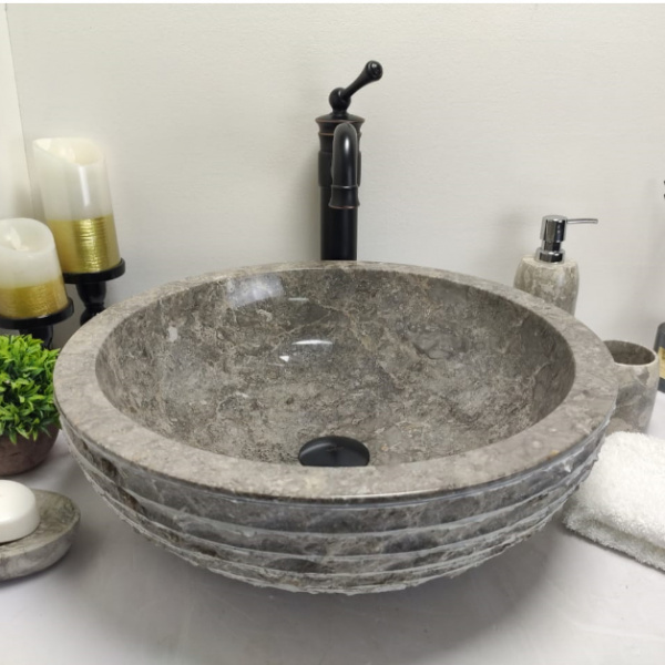 Раковина из мрамора Indo Bowl Marmo Grey Medium BM-00033 фото