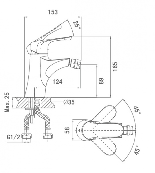 Смеситель для биде D&K Wurzburg Bayern DA1112201 фото
