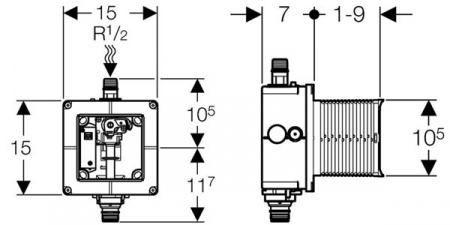 Блок управления смывом писсуара Geberit 116.004.00.1 (штуцер латунный) фото