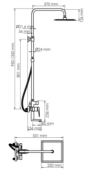 Душевая система (стойка) WasserKRAFT Glan A16701 фото