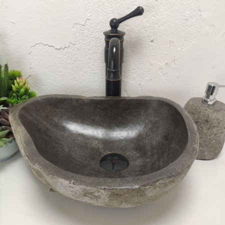 Накладная раковина из речного камня RS01489 (42*32*15) фото