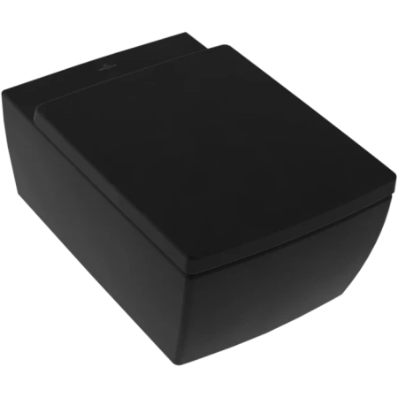 Подвесной унитаз безободковый Villeroy & Boch Memento 2.0 Ebony CeramicPlus 4633R0S5 черный матовый фото