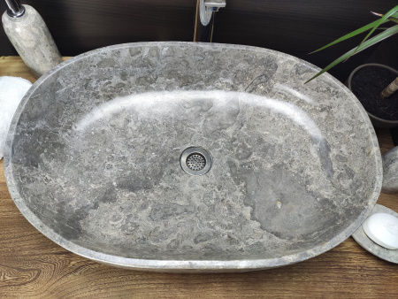 Раковина из мрамора Indo Oval Grey Big OM-00094 фото