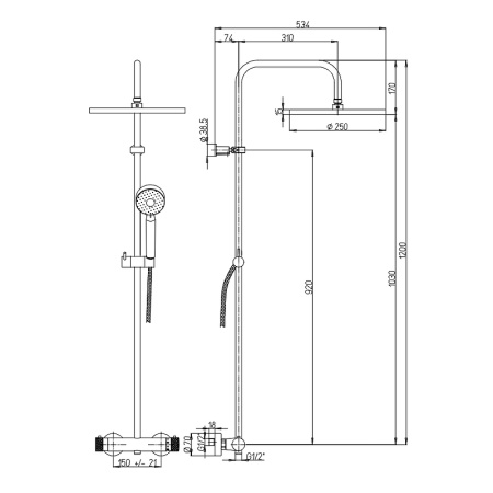 Душевая система Paini Cox 78CR689THAE28P1 Хром фото