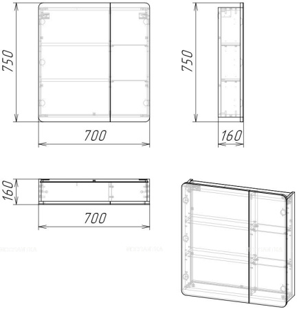 Зеркало-шкаф для ванной Grossman Талис-70 207006 L фото