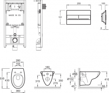 Унитаз с инсталляцией Jacob Delafon Patio rimless E21740RU-00 фото