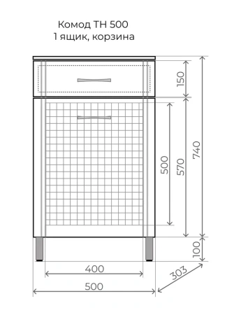 Комод с бельевой корзиной Style Line Эко Стандарт АА00-000042 фото