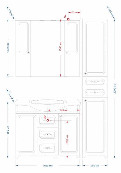 Тумба под раковину Misty Александра 105 П-Але01105-352 фото