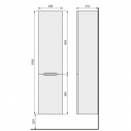 Пенал подвесной Jorno Modul Mоl.04.150/P/W фото