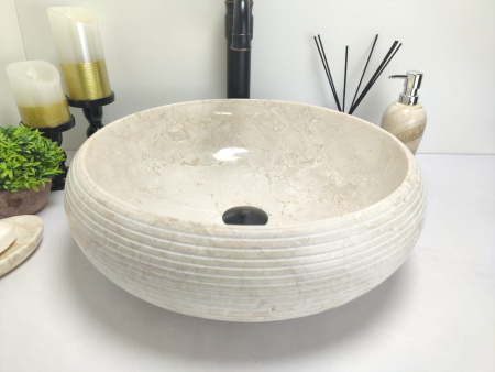 Раковина из мрамора Indo Donut Cream Allur Medium DM-00155 фото