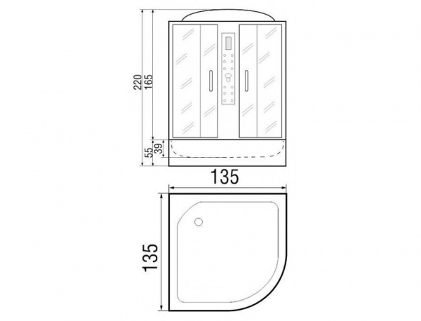 Душевая кабина River Temza 135/135/55 ТН фото
