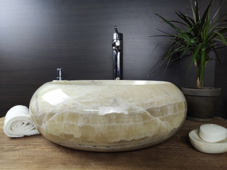 Накладная раковина из оникса Indo Donut Grey Medium DO-000163 фото