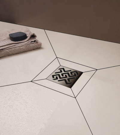 Душевой трап Berges Platz Antik 150х150 боковой слив, хром фото