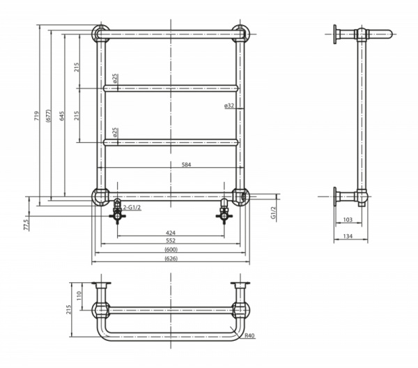 Водяной полотенцесушитель Cezares Taranto TARANTO-03 золото фото
