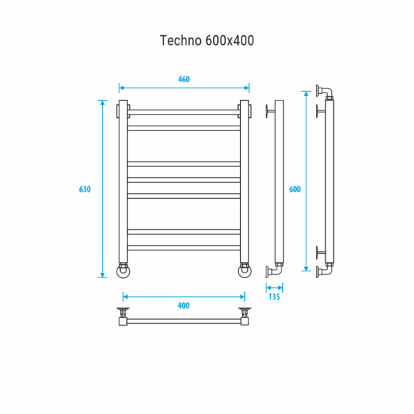 Водяной полотенцесушитель Energy Techno 60x40 EWTR0TECH0604000000 фото