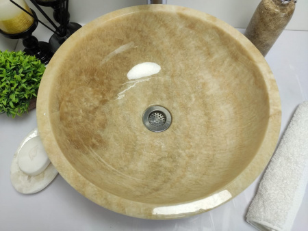 Накладная раковина из оникса Indo Bowl Yellow Small TinLip BO-00322 фото