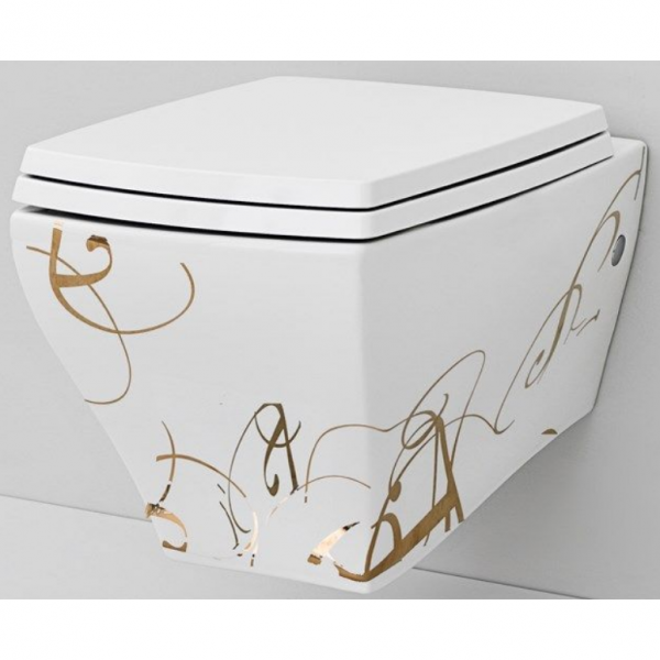 Унитаз подвесной Artceram Jazz JZV001 01 06 decoro lettering oro фото