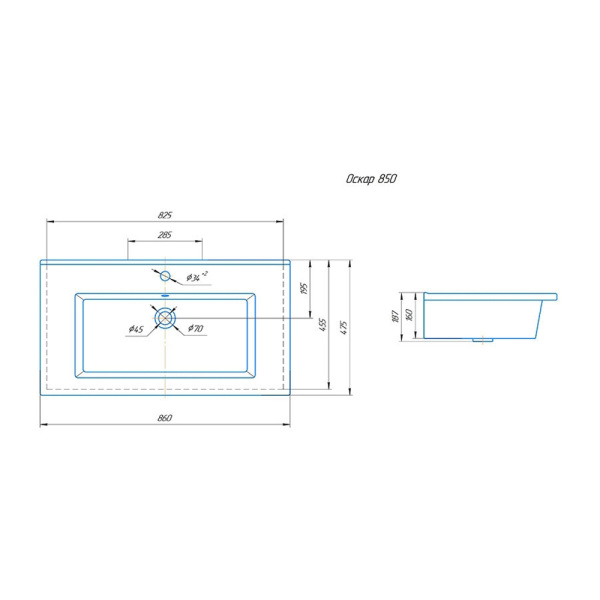 Раковина Grossman Kirovit Оскар 85 У18298 фото