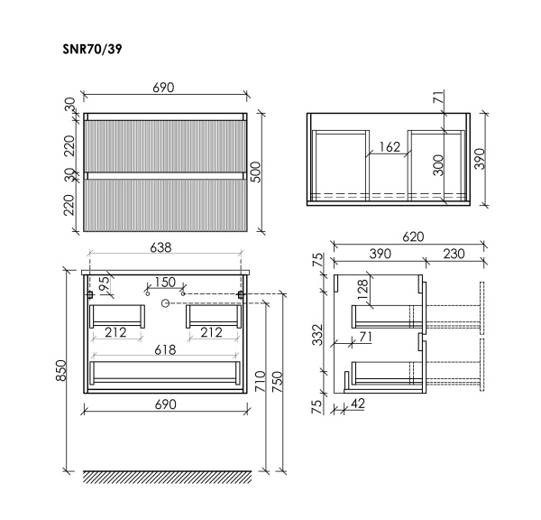 Тумба под раковину Sancos Snob R SNR70/39W Bianco фото