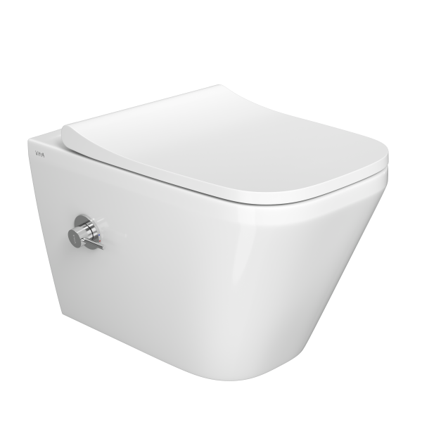 Подвесной унитаз с функцией биде VitrA Integra Square (Интегра Скуэр) 7082B003-7209 безободковый фото