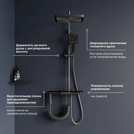 Душевая система с дисплеем RGW Shower Panels SP-35 51140135-11 серая фото