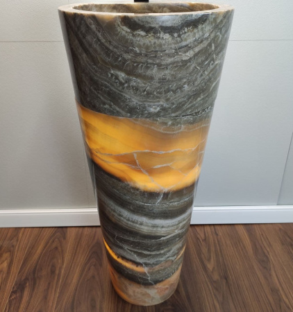 Раковина напольная из оникса Grey ON-01351 (40*40*90) фото